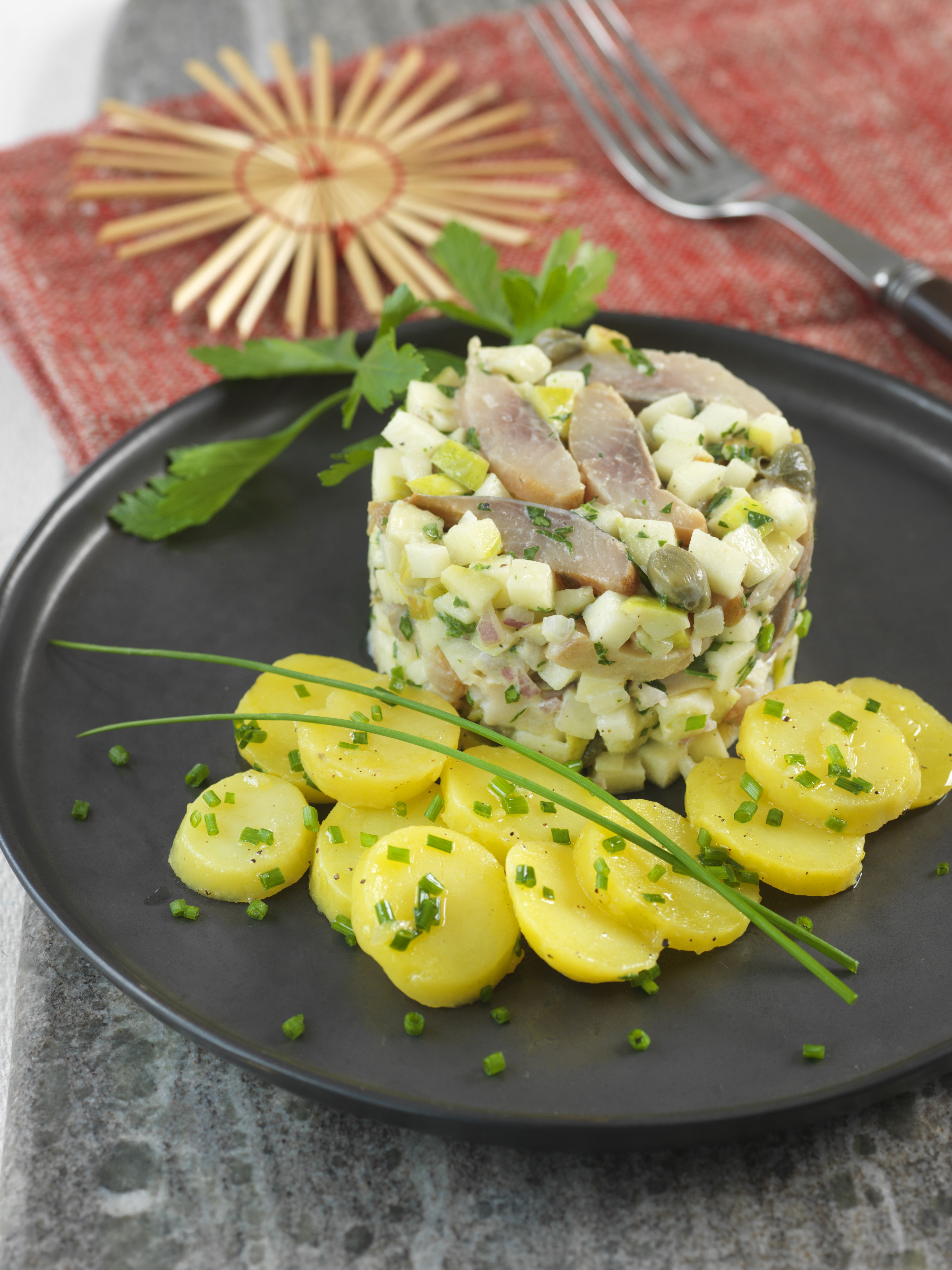 Tartare de harengs fumés aux 2 pommes